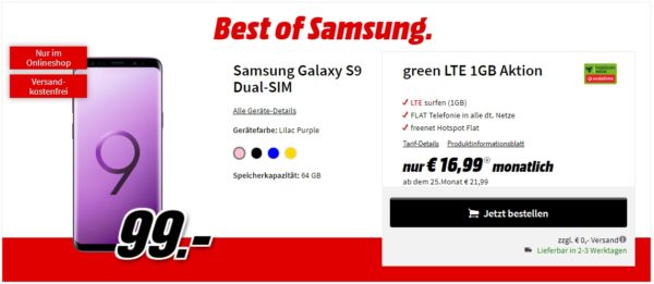 MediaMarkt Tarifewelt - Best of Samsung - MD green LTE 1 GB - Samsung Galaxy S9