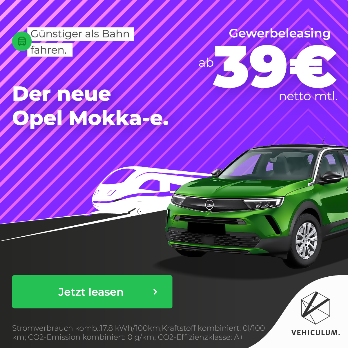 Vehiculum: Opel Mokka-E 100kw Edition für 35€/Monat