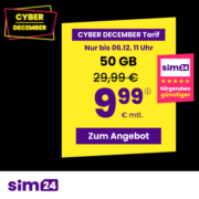 *TOP* Drillisch: Cyber Week Tarifangebote von SIM24, SIM.de, BlackSIM & CyberSIM - z.B. 50 GB 5G AllnetFlat für 9,99€/Monat