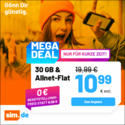 *OHNE AG!* SIM.de 5GB 5G für 4,99€ // 15GB für 7,99€ // 30GB für 10,99€/Monat // Unlimited für 24,99€/Monat (auch ohne Laufzeit!)