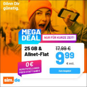 *OHNE AG!* SIM.de 5GB 5G für 4,99€ // 10GB für 6,99€ // 25GB für 9,99€/Monat // 50 GB für 14,99€/Monat (auch ohne Laufzeit!)